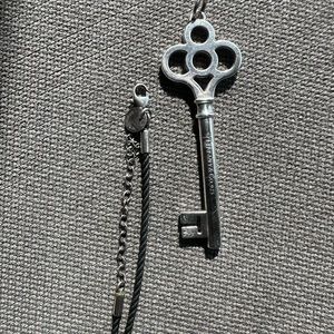 Tiffany Crown Key Pendant w/ Tiffany cord necklace